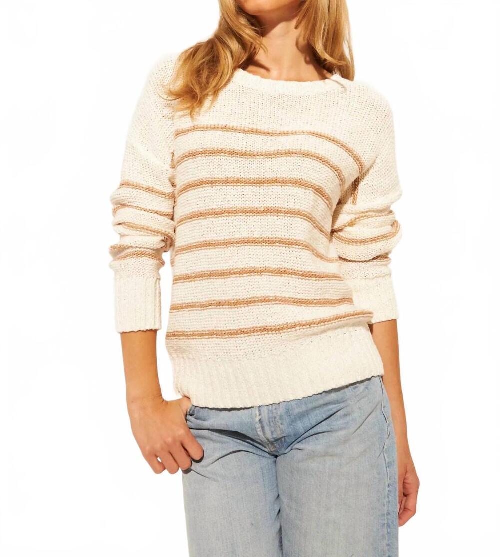 NEW JOHN + JENN abel summer sweater in fawn stripe